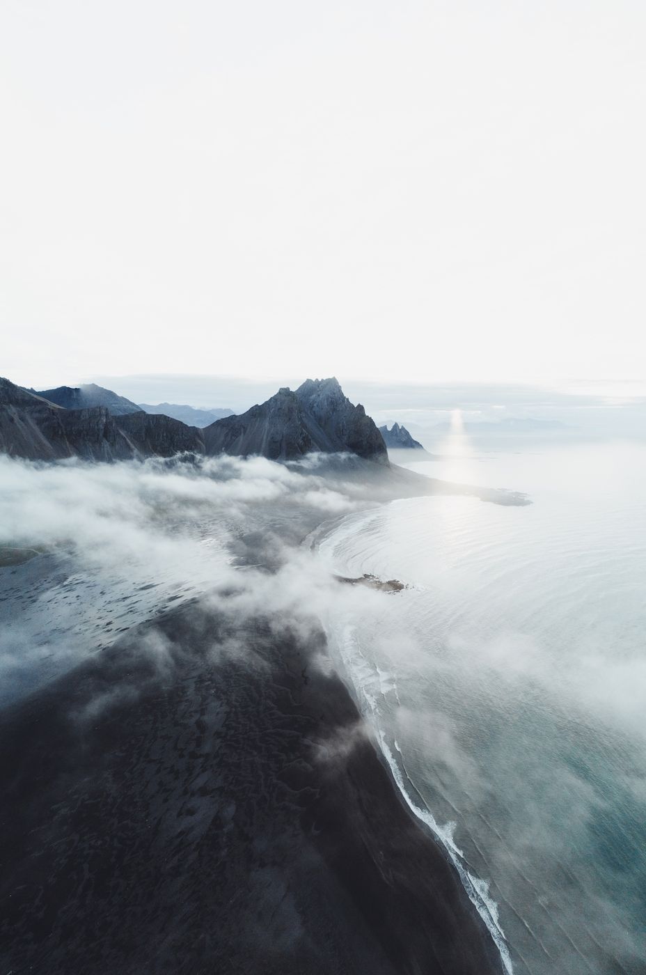 Aerial view over Stokksnes, Iceland