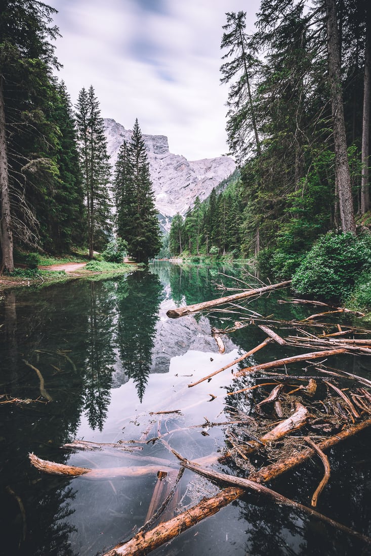 Northern tail of Lago di Braies, Italy