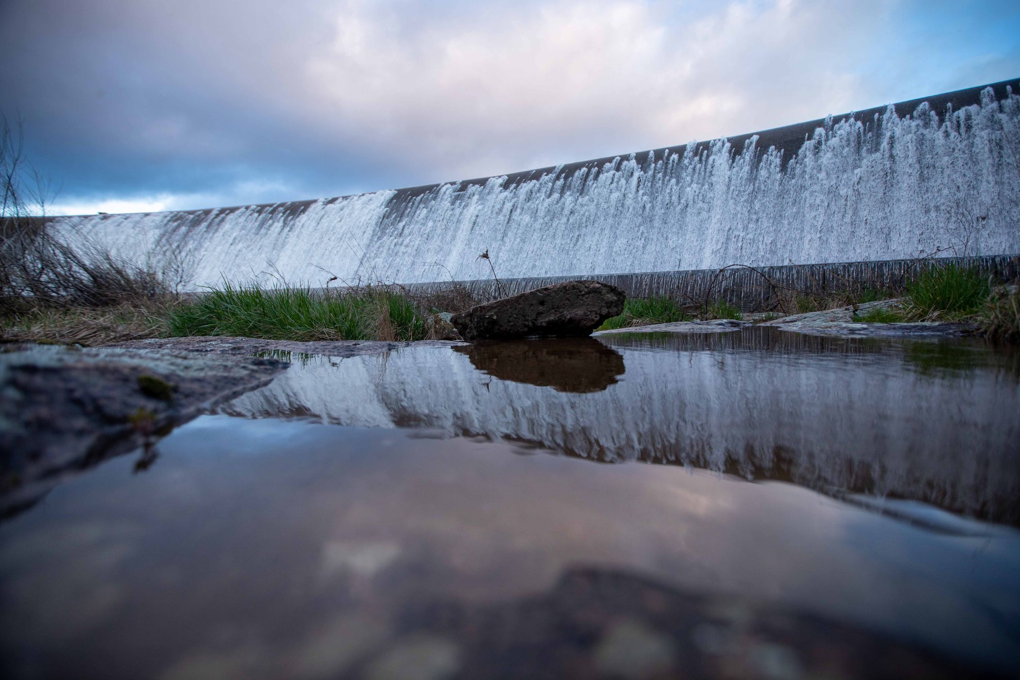 Dam  Wall Reflection Lake Wallace, Wallerawang, NSW, Australia