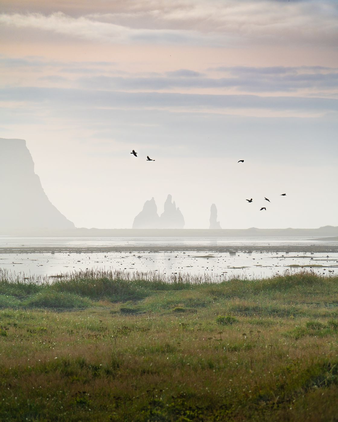 Dyrhólavegur road across water, Iceland