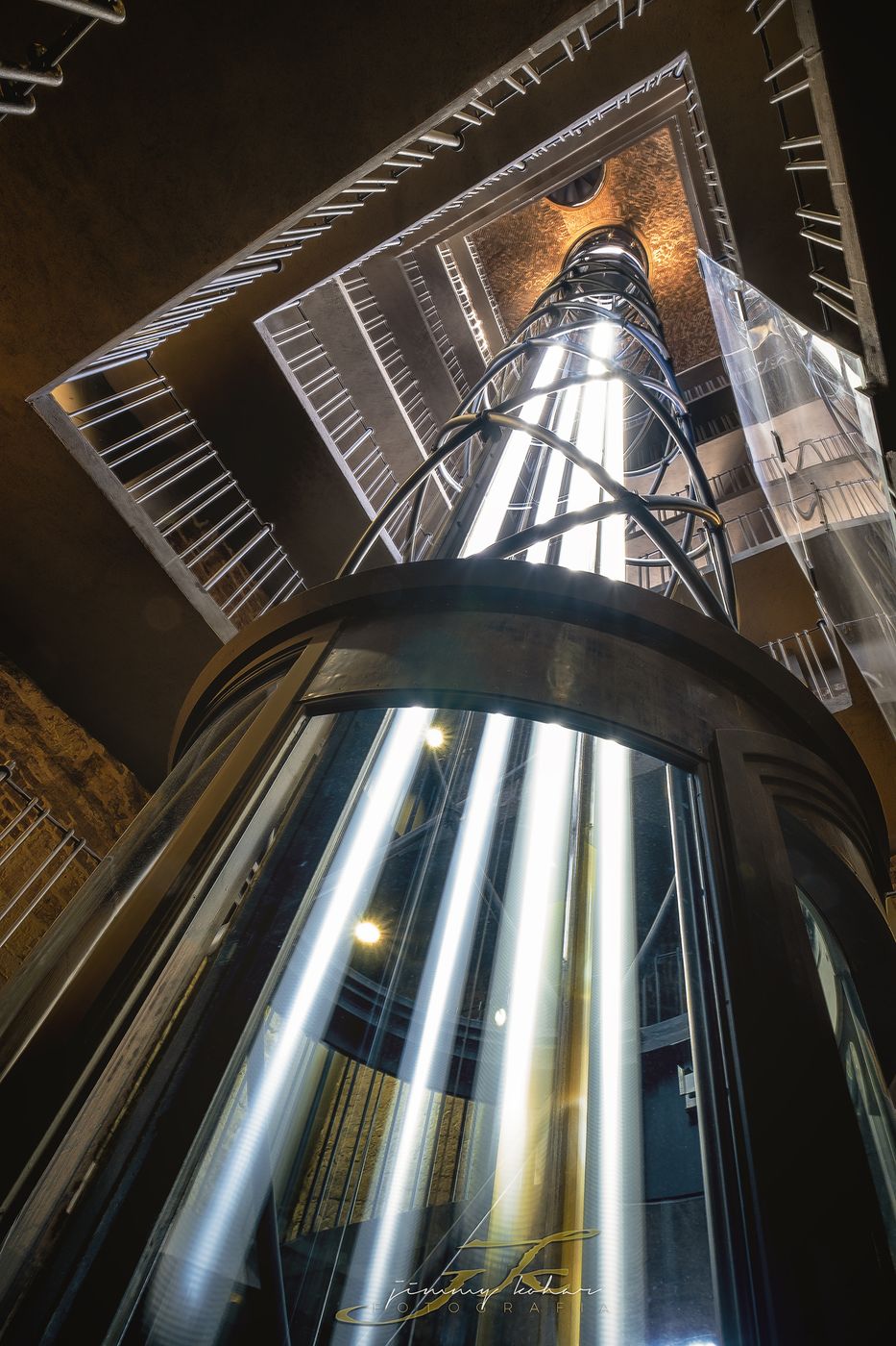 Elevator inside of the Astronomical Clock Tower, Prague, Czech Republic