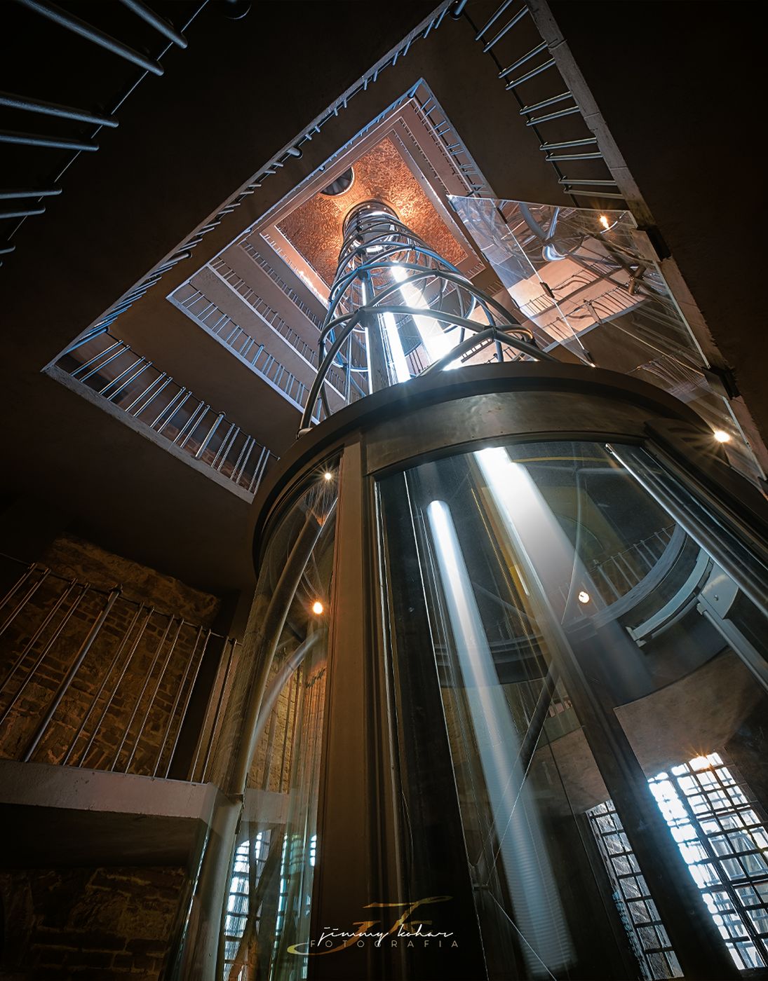 Elevator inside of the Astronomical Clock Tower, Prague, Czech Republic