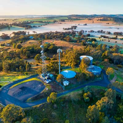 Fog in valley Flirtation Hill Lookout, Gulgong, NSW, Australia