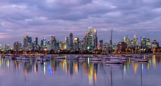 Melbourne Australia Skyline Blue Hour