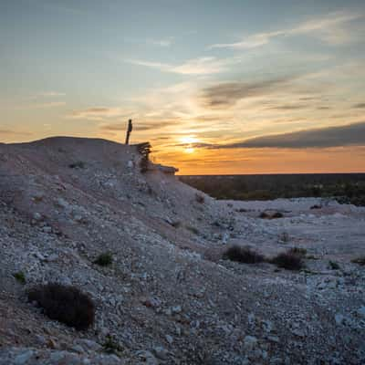 Mullock heap sunrise. Lightning Ridge, New South Wales, Australia