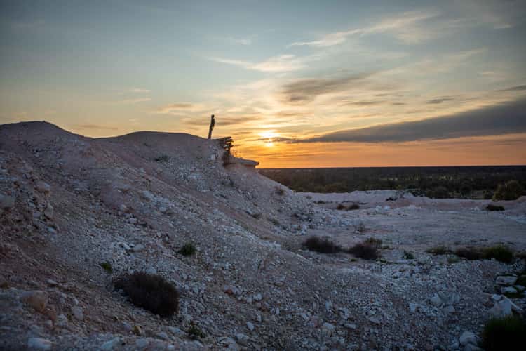 Mullock heap sunrise. Lightning Ridge, New South Wales