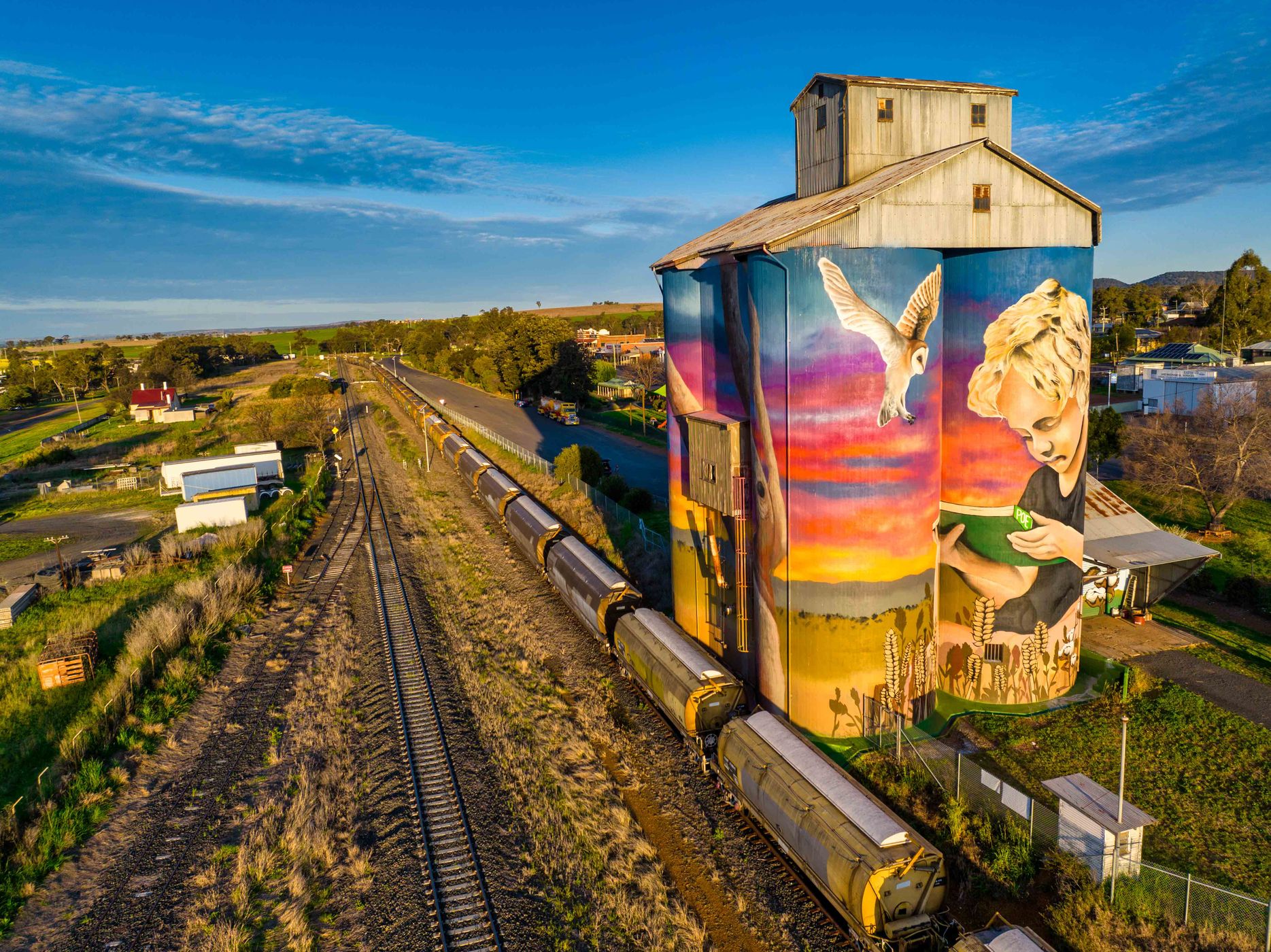 Silo Art  boy reading, Dunedoo, New South Wales, Australia
