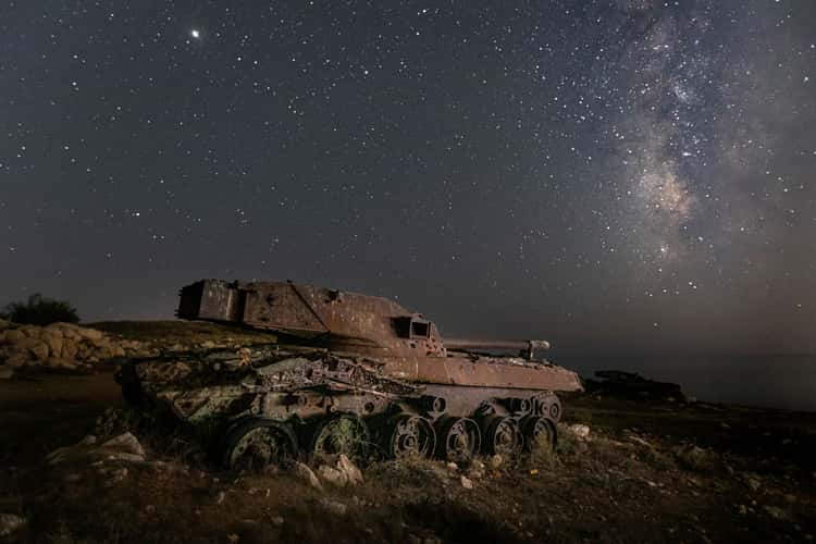 Abandoned tanks at British artillery range near Xylofagou