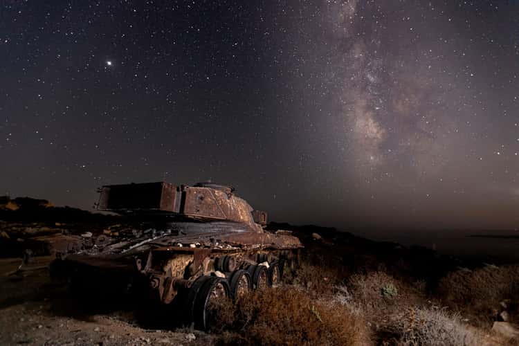 Abandoned tanks at British artillery range near Xylofagou