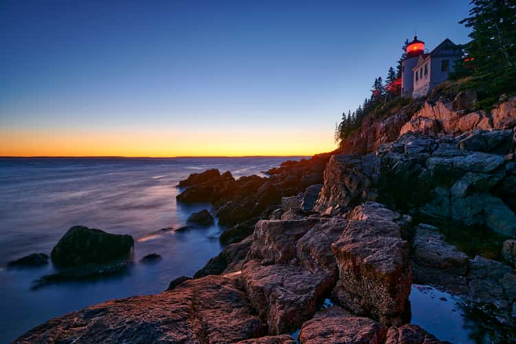 Cliff view of Bass Harbor Head Lighthouse