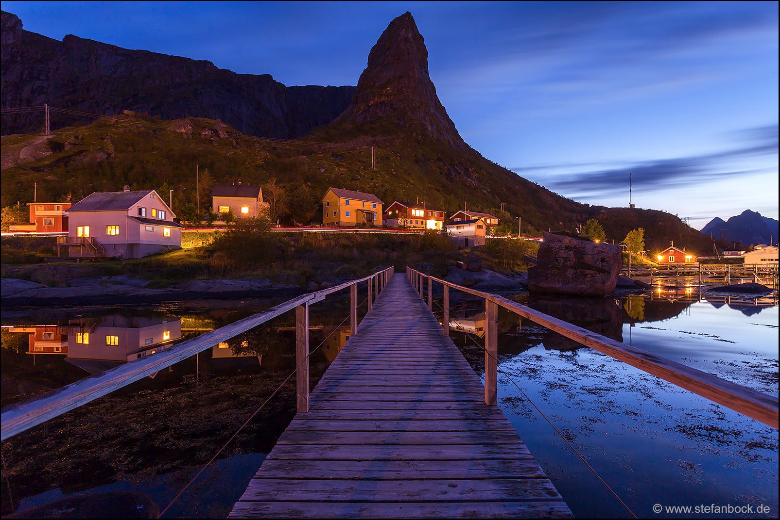 Horn from wooden bridge viewpoint, Reine, Lofoten, Norway