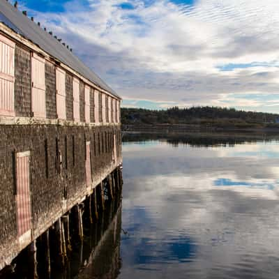 Old building on the Lubec Narrows, USA