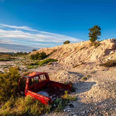 Old car Mullock Heap, Lightning Ridge, New South Wales, Australia