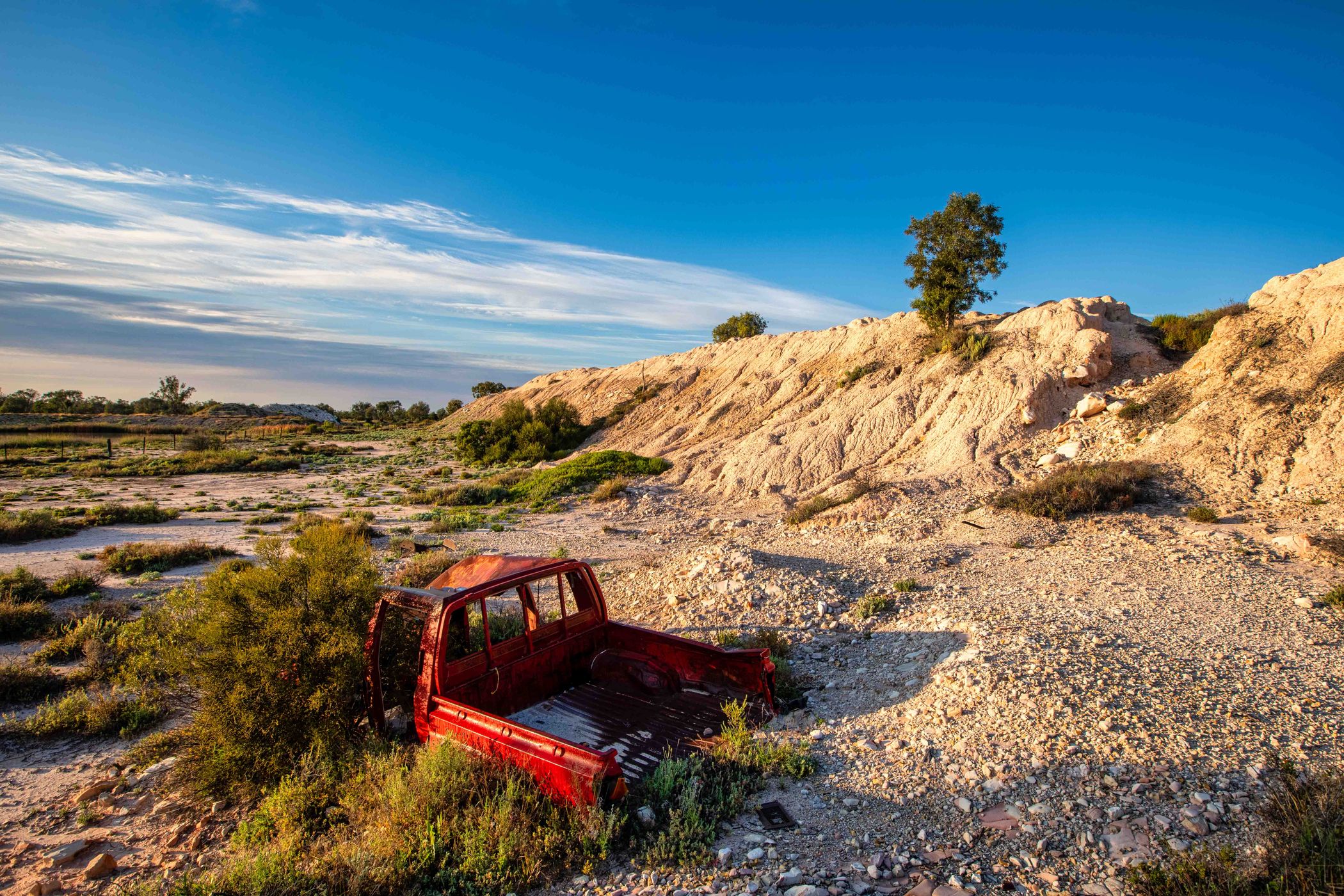 Old car Mullock Heap, Lightning Ridge, New South Wales, Australia