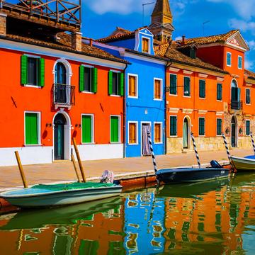 Row of colorful houses in Burano, Italy