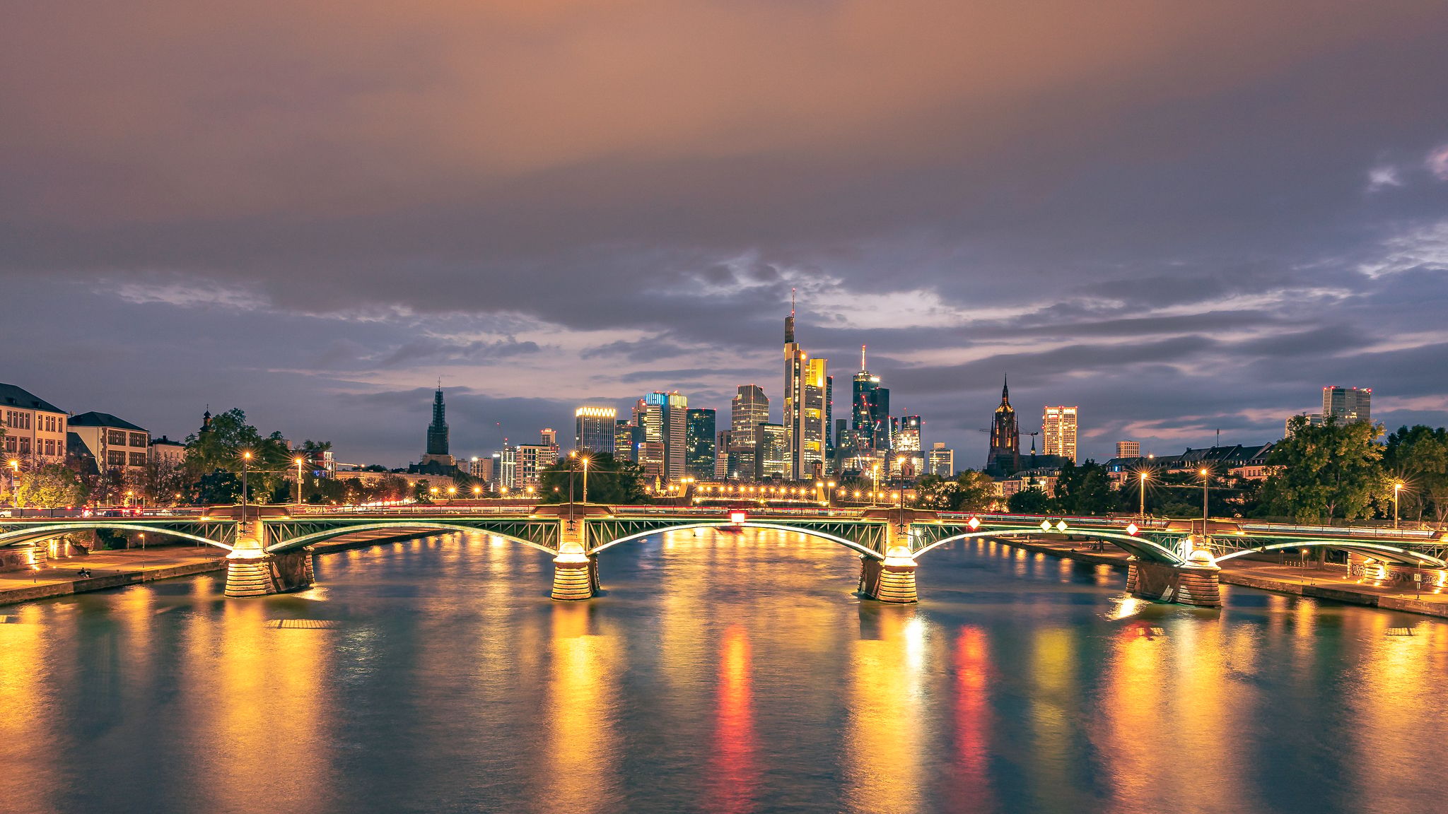 View from the Flößerbrücke, Frankfurt am Main, Germany
