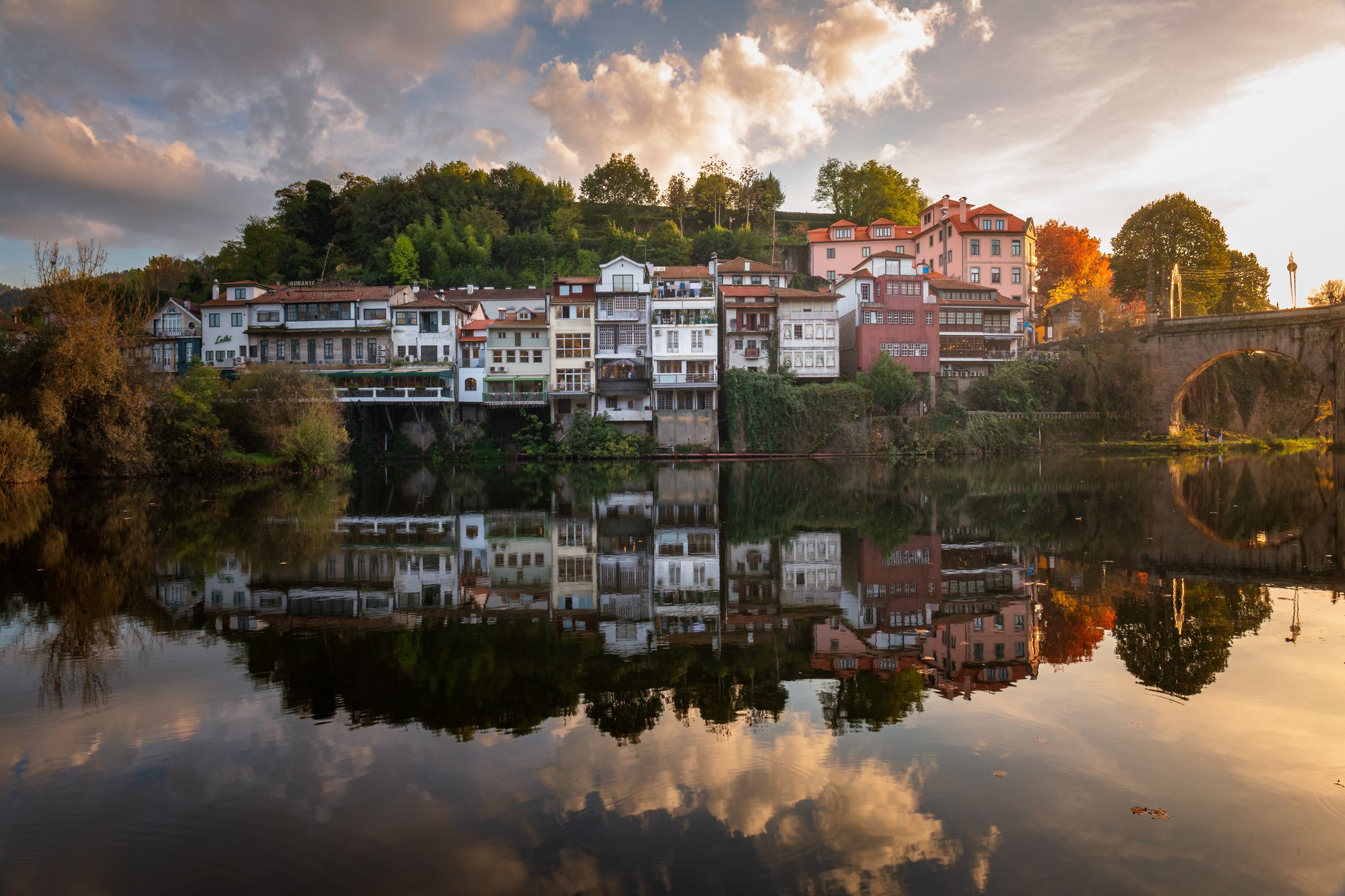 Amarante tamega river reflection, Portugal