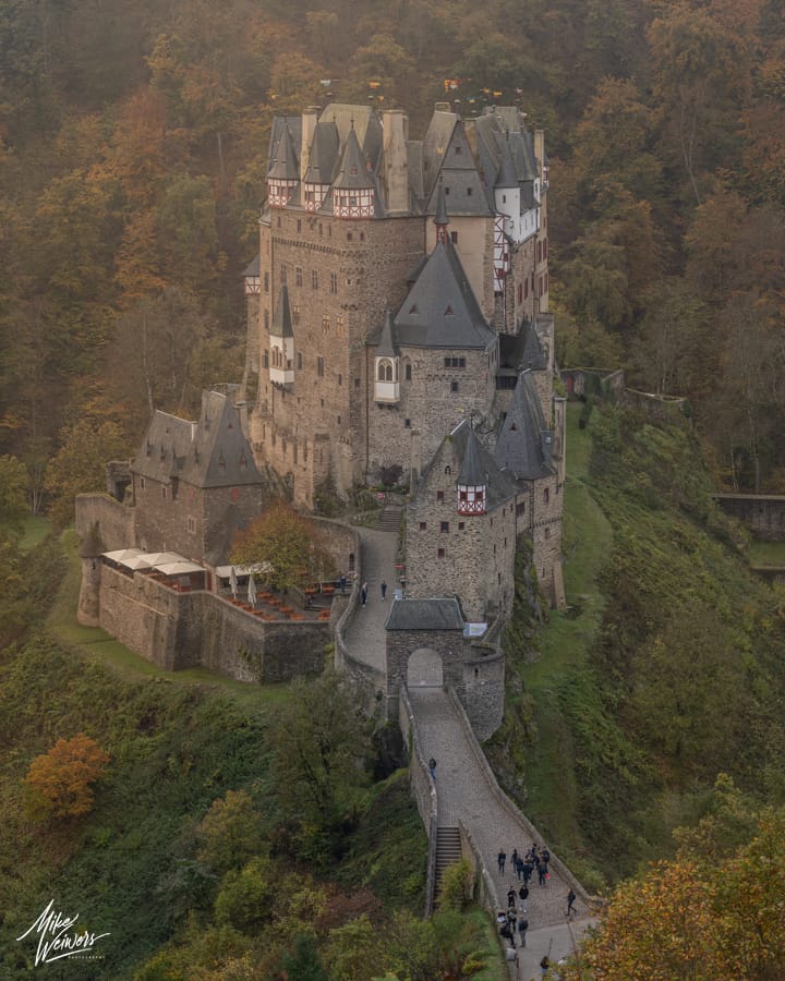 Upper view of Eltz Castle, Germany