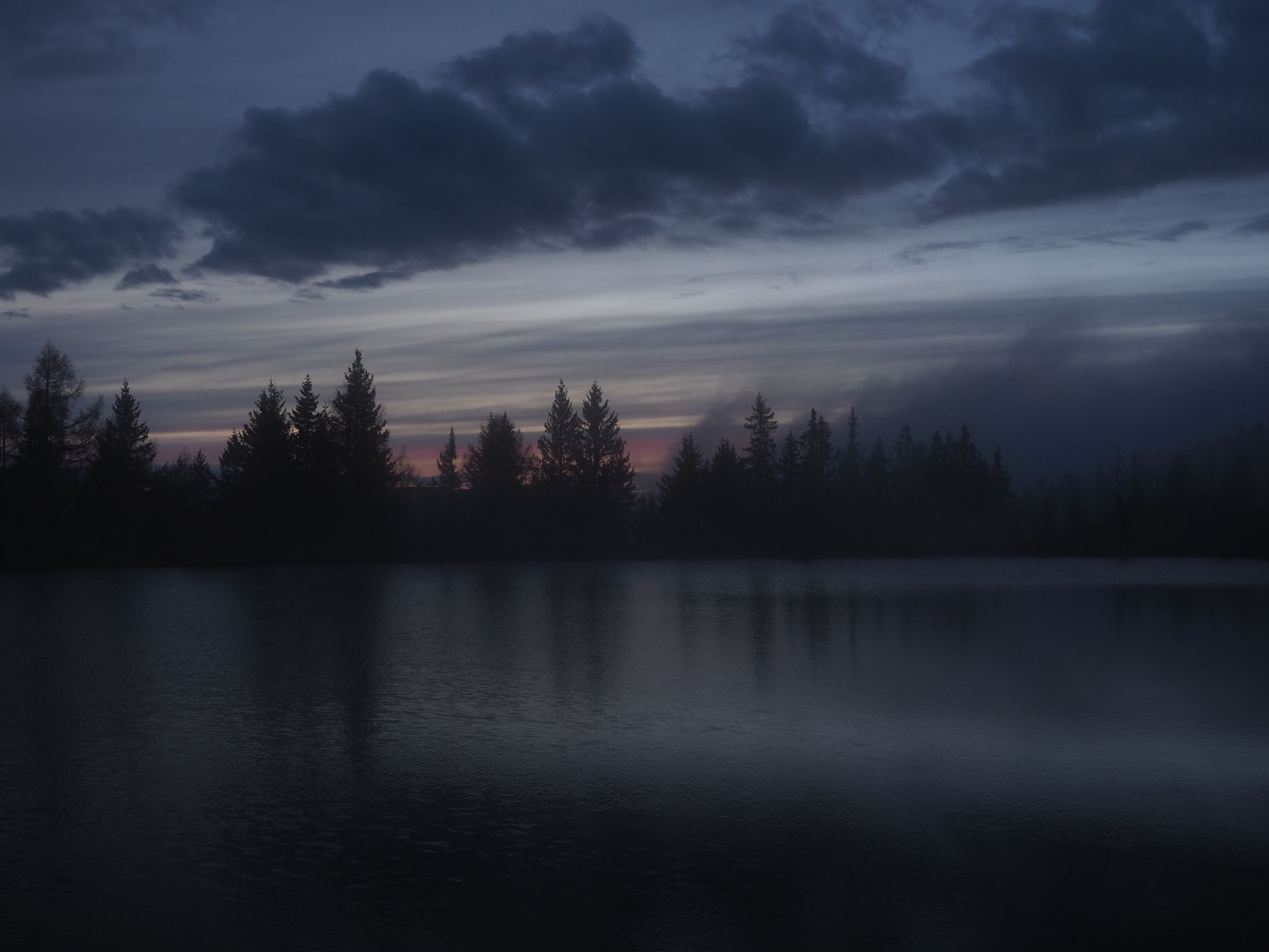 Foggy Hebalm lake (artficial lake), Austria