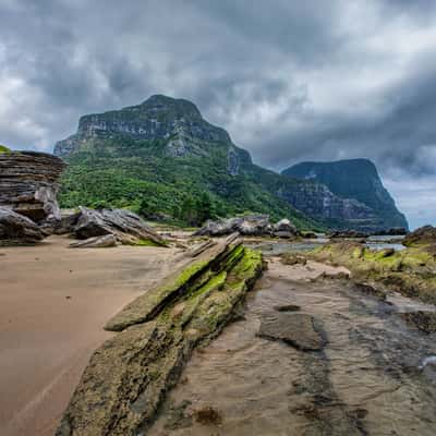 Mt Lidgbird & Mt Gower, Kings Beach, Lord Howe Island, Australia