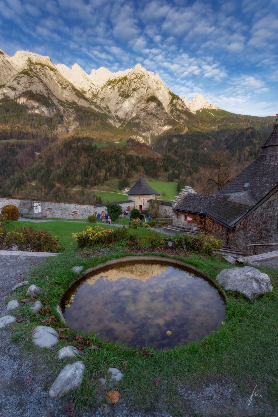 Pond at Hohenwerfen Castle, Austria