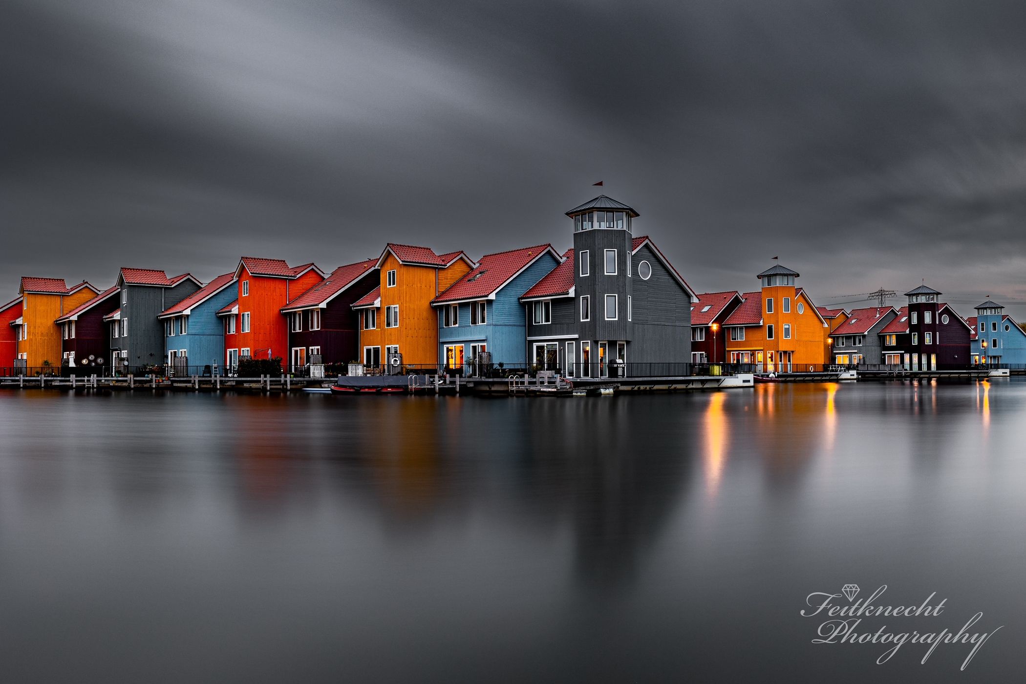 Colourful houses at Reitdiephaven, Netherlands