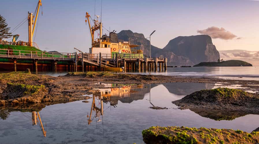 Resupply vessel Island Trader at Jetty,Lord Howe Island