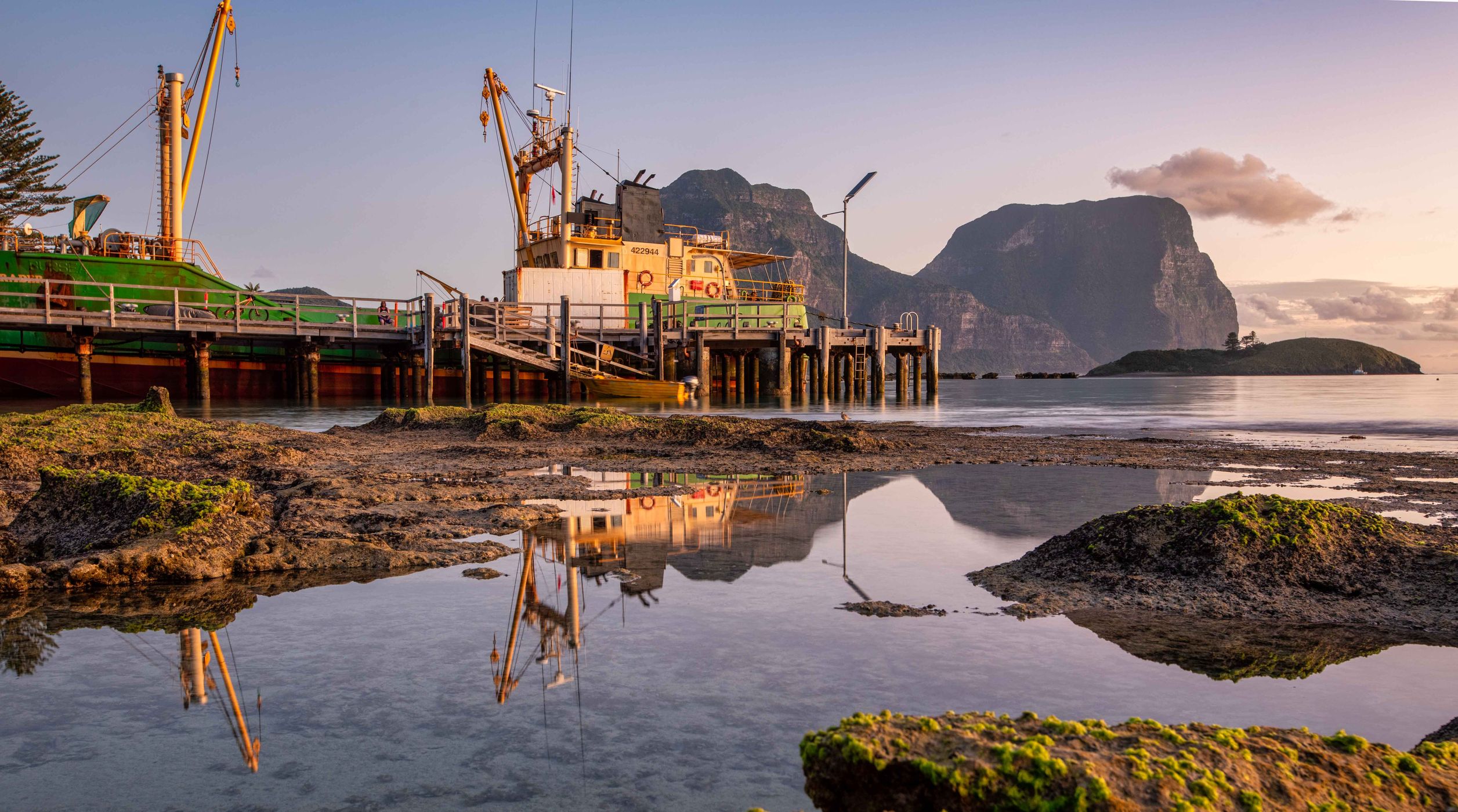 Resupply vessel Island Trader at Jetty,Lord Howe Island, Australia