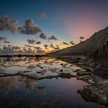 Rock platform sunrise, Ned's Beach, Lord Howe Island, NSW, Australia