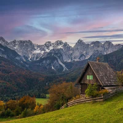 Špik mountain range from Srednji Vrh, Slovenia