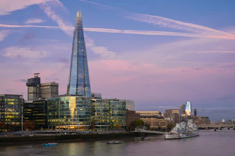 The Shard from the Tower Bridge, London