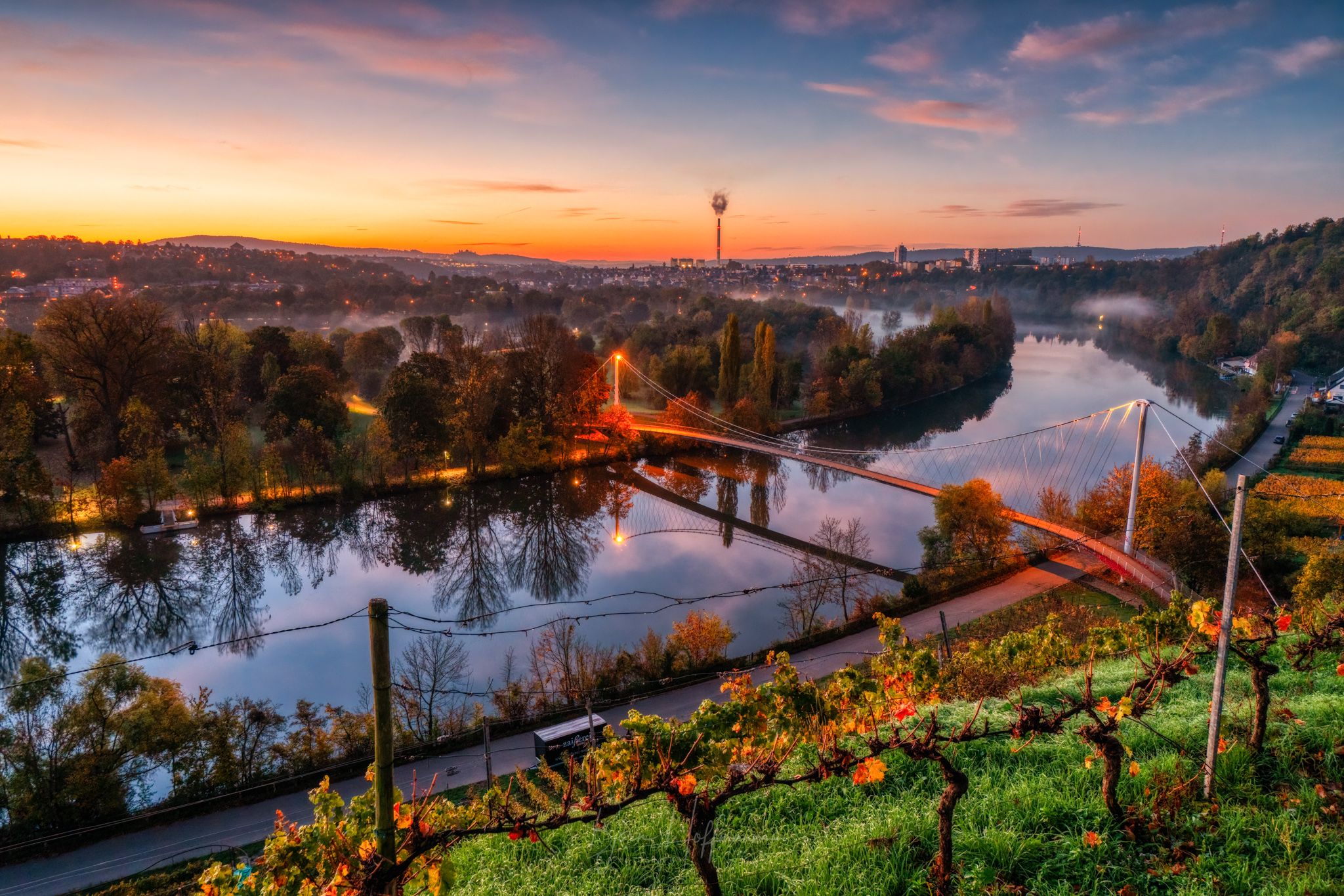 View onto Neckar and Max-Eyth-Steg, Germany