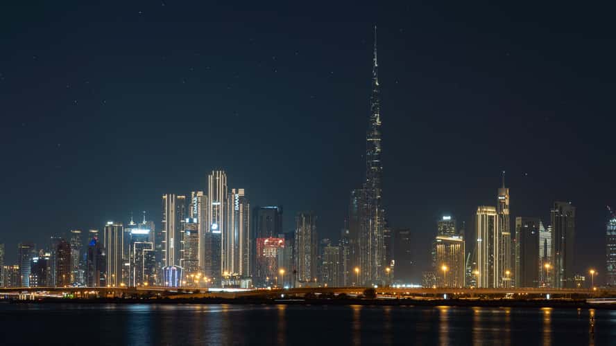 Dubai Skyline At Al Jaddaf Walkway