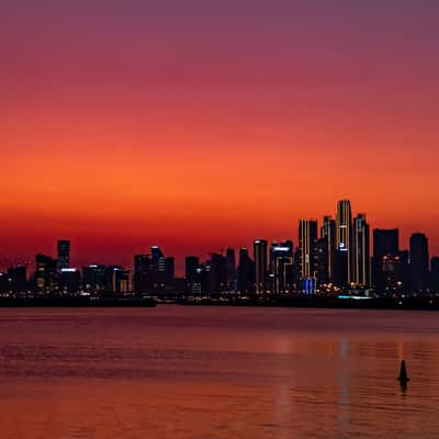 Dubai Skyline At Al Jaddaf Walkway, United Arab Emirates