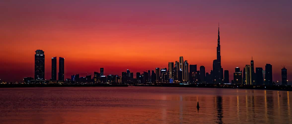 Dubai Skyline At Al Jaddaf Walkway