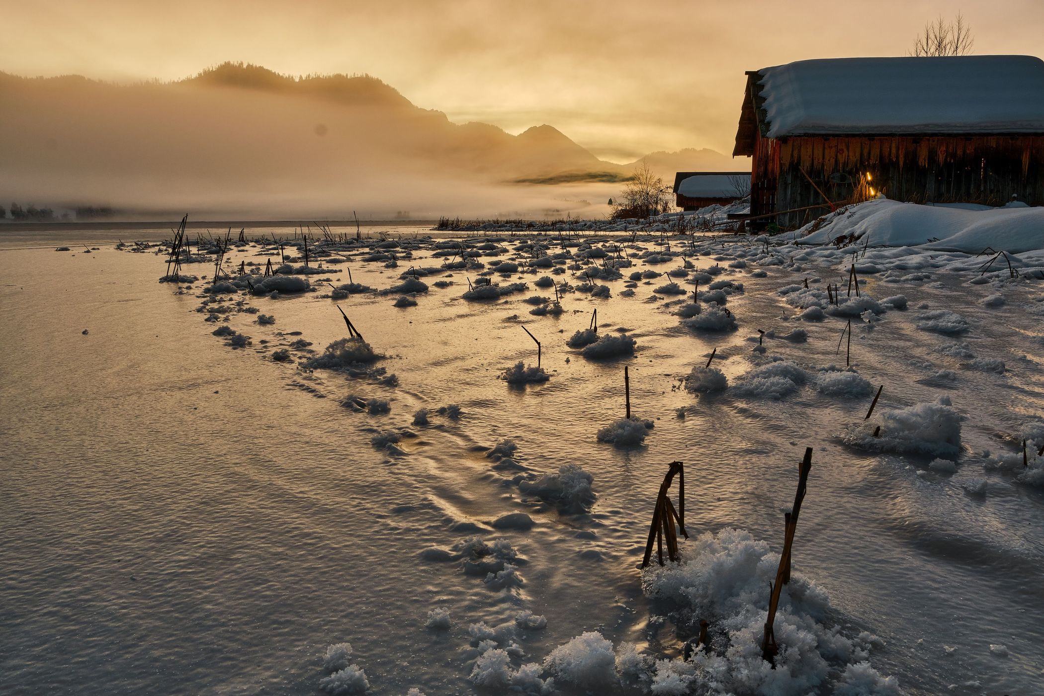 frozen Weissensee, Austria