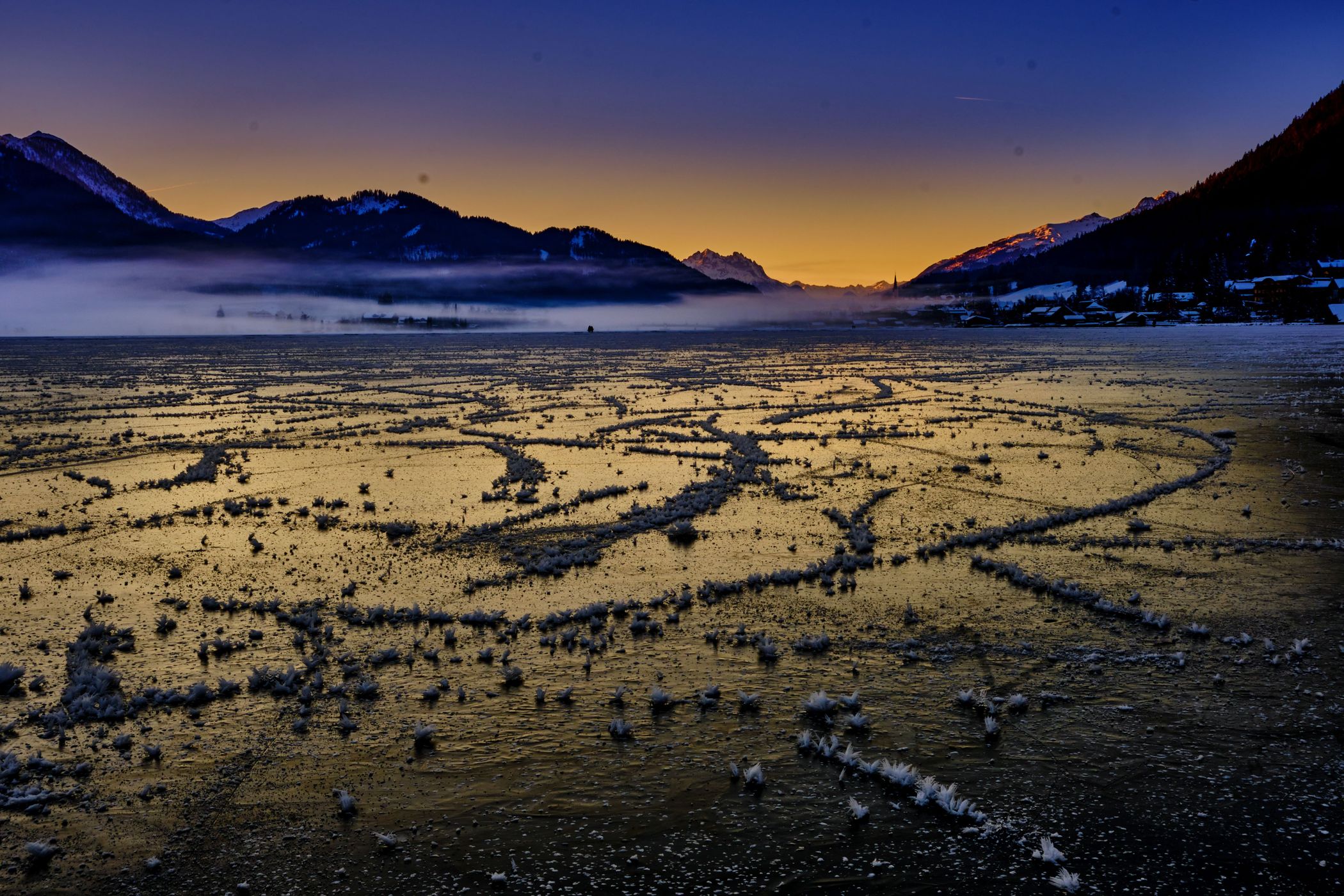 frozen Weissensee, Austria