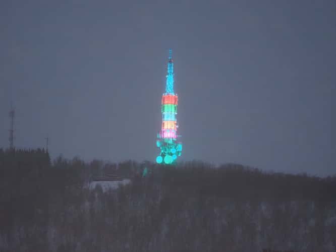 Harstad TV tower at Christmas time