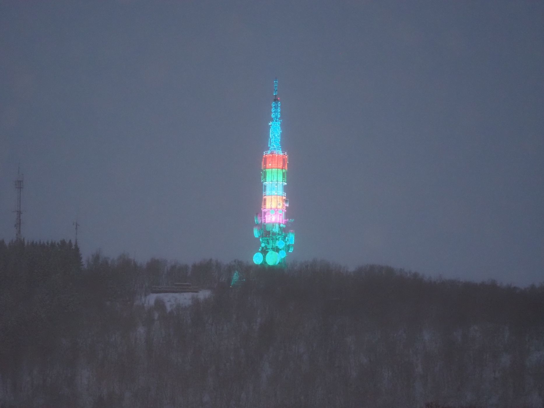 Harstad TV tower at Christmas time, Norway