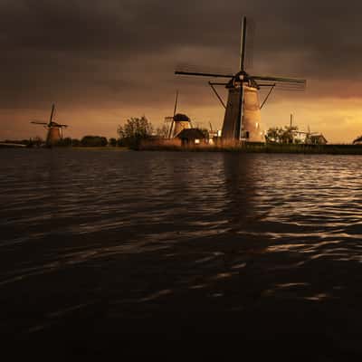 Kinderdijk at Sunset, Netherlands