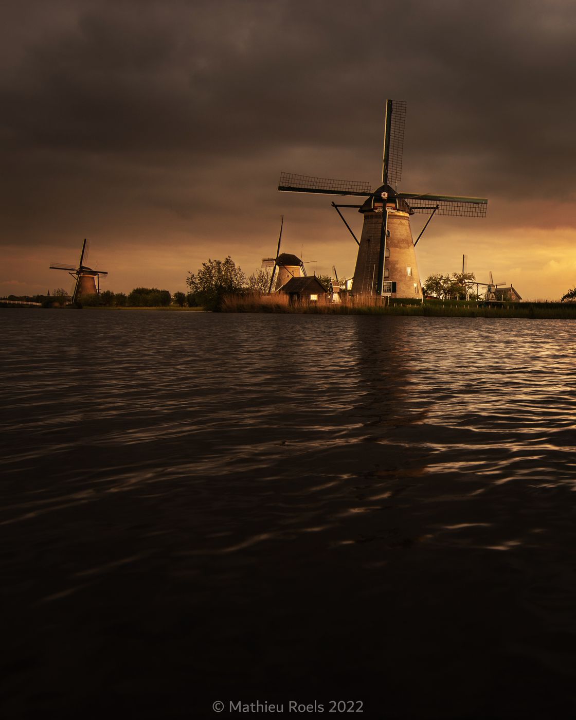 Kinderdijk at Sunset, Netherlands