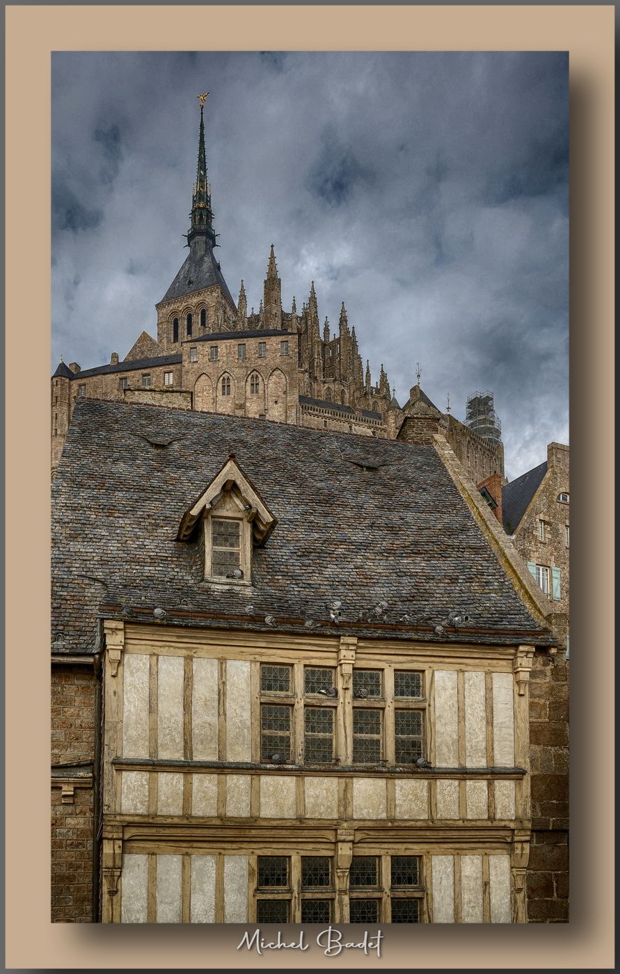 Inside the town Le Mont-Saint-Michel, France