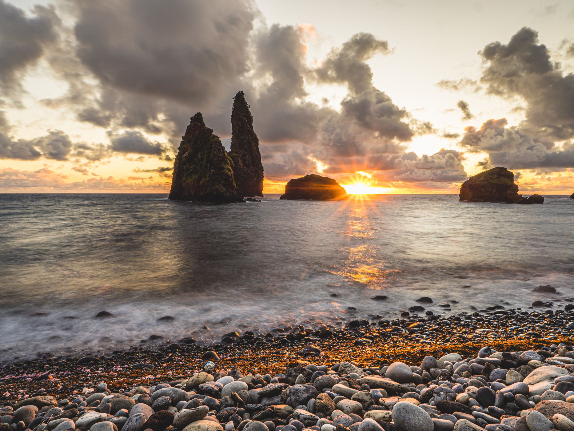 Baía da Alagoa, the black beach at sunrise, Portugal