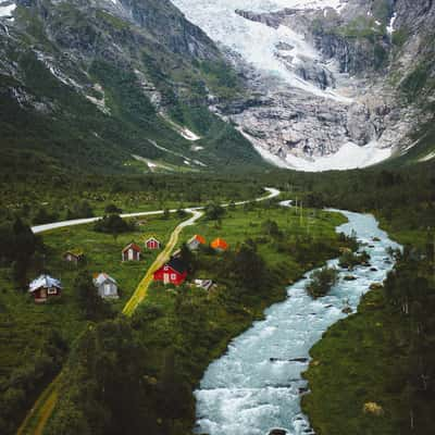 Norwegen village near rover, Norway