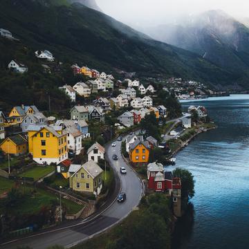 Odda village [drone], Norway
