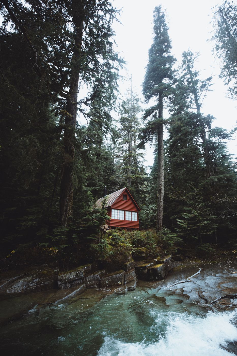 Red cabin near Franklin Falls Trailhead, USA