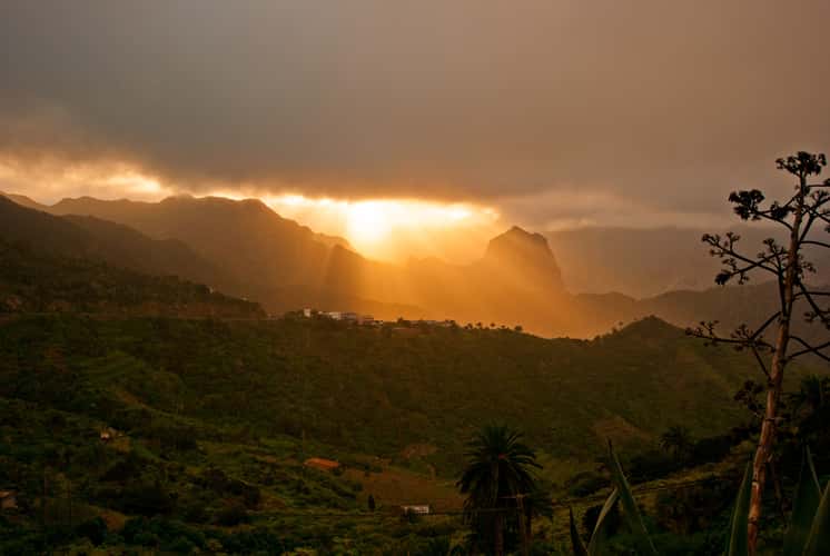 Roque Cano in a mystic light, La Gomera