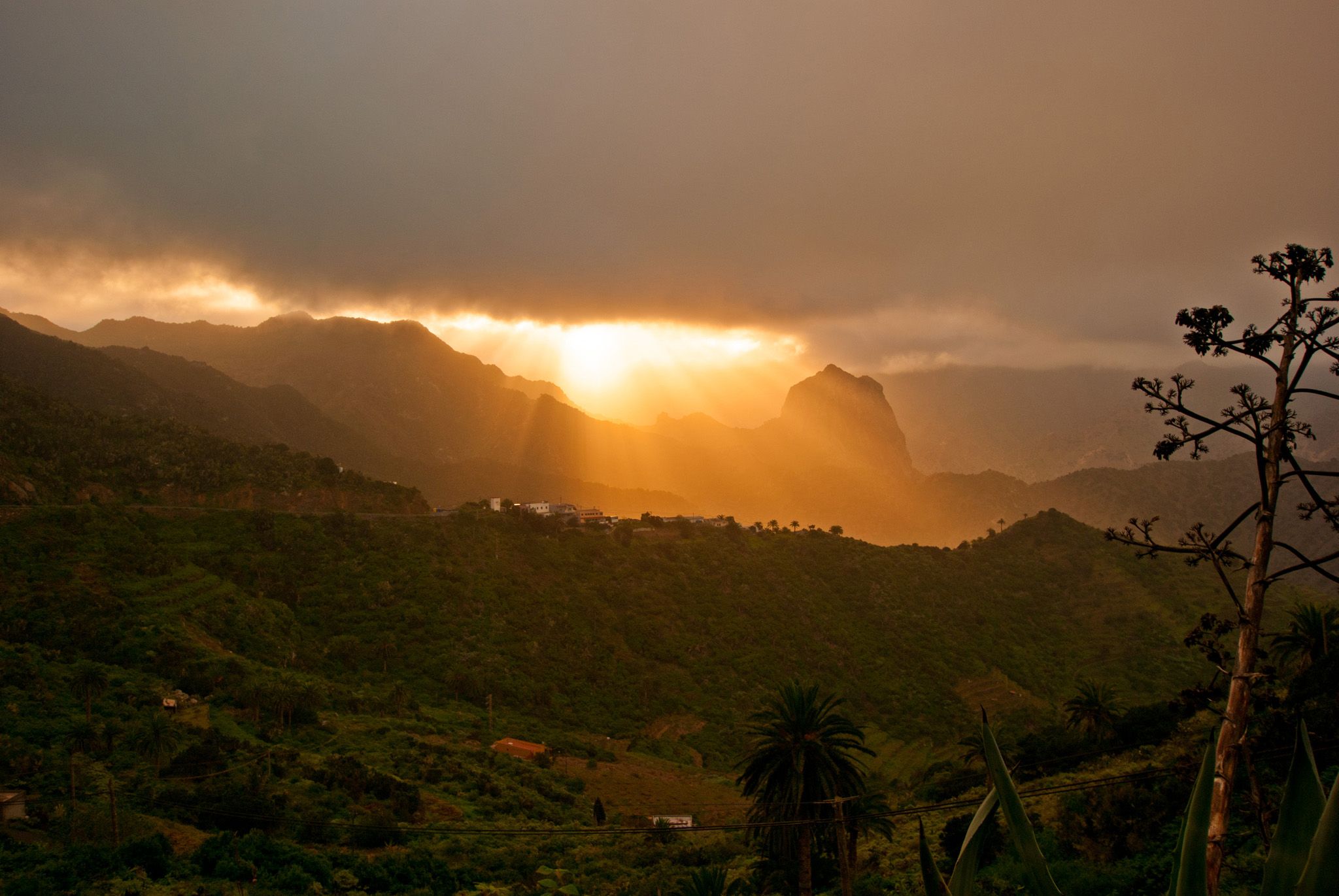 Roque Cano in a mystic light, La Gomera, Spain