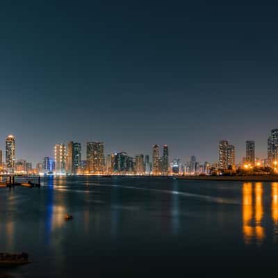 Sharjah Skyline At Night, United Arab Emirates, United Arab Emirates