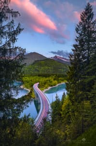 Sylvensteinstausee with the Faller-Klamm-Bridge
